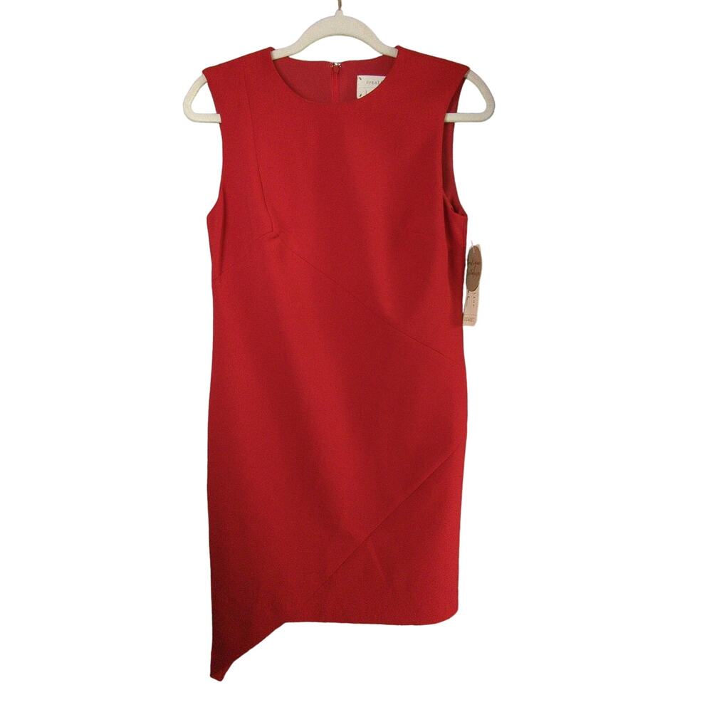 Nicole‎ Miller Artelier Dress Womens 2 Red Sheath Asymmetric Sleeveless New